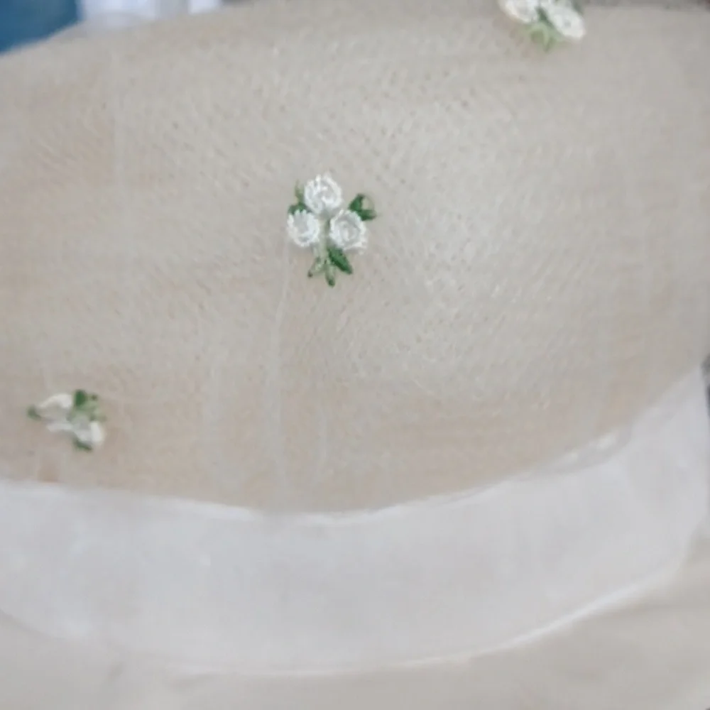 Vintage 50’s 60’s Church Pillbox Style Hat With Flowers, velvet ribbon & netting